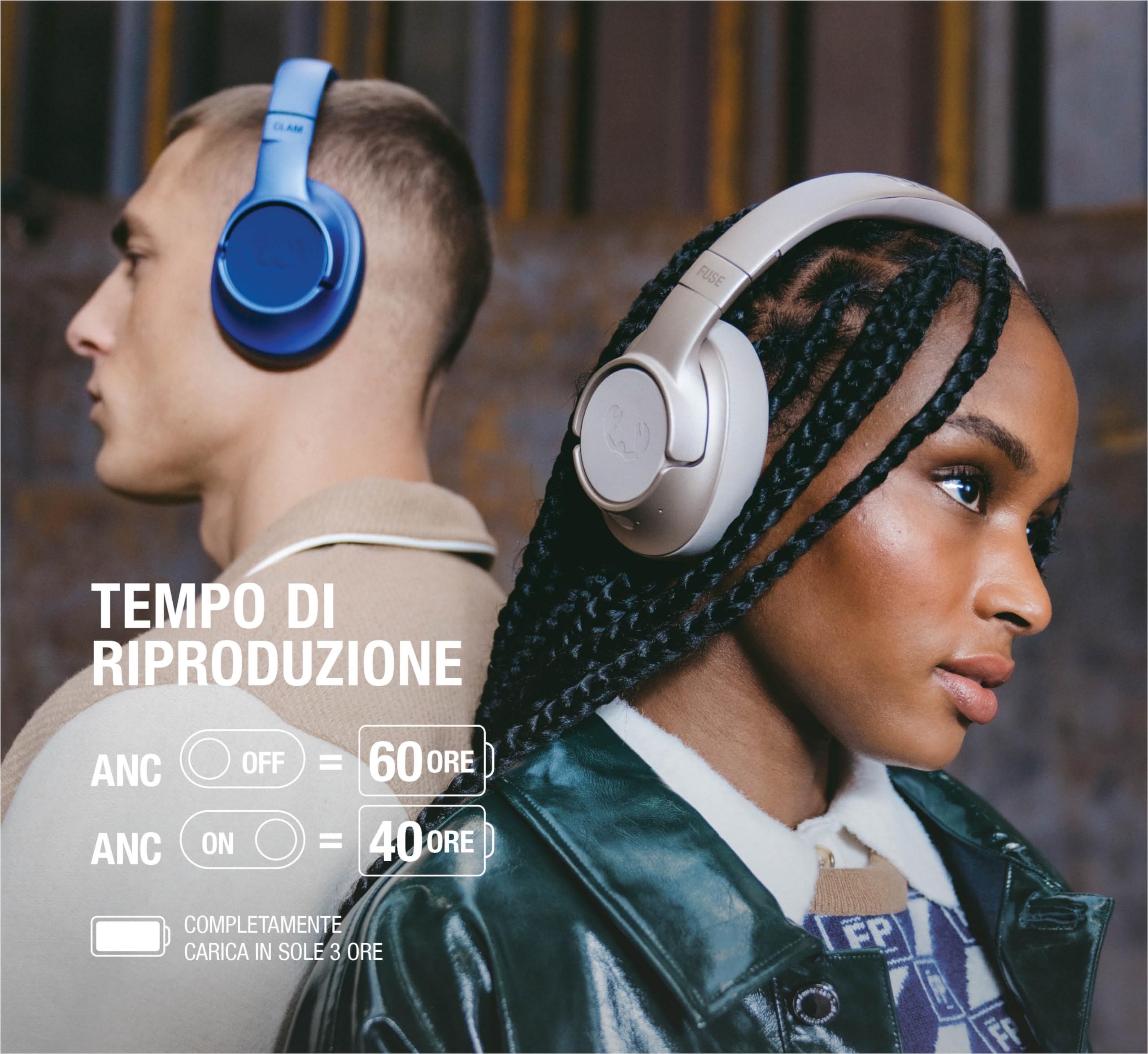 Fresh 'n Rebel Clam Fuse Cuffie Bluetooth Over Ear con Cancellazione Attiva del Rumore Ibrida, con Microfono ENC (chiamate perfette), Modalità rumore ambientale, 45h di Autonomia, Senza Fili (Blu)