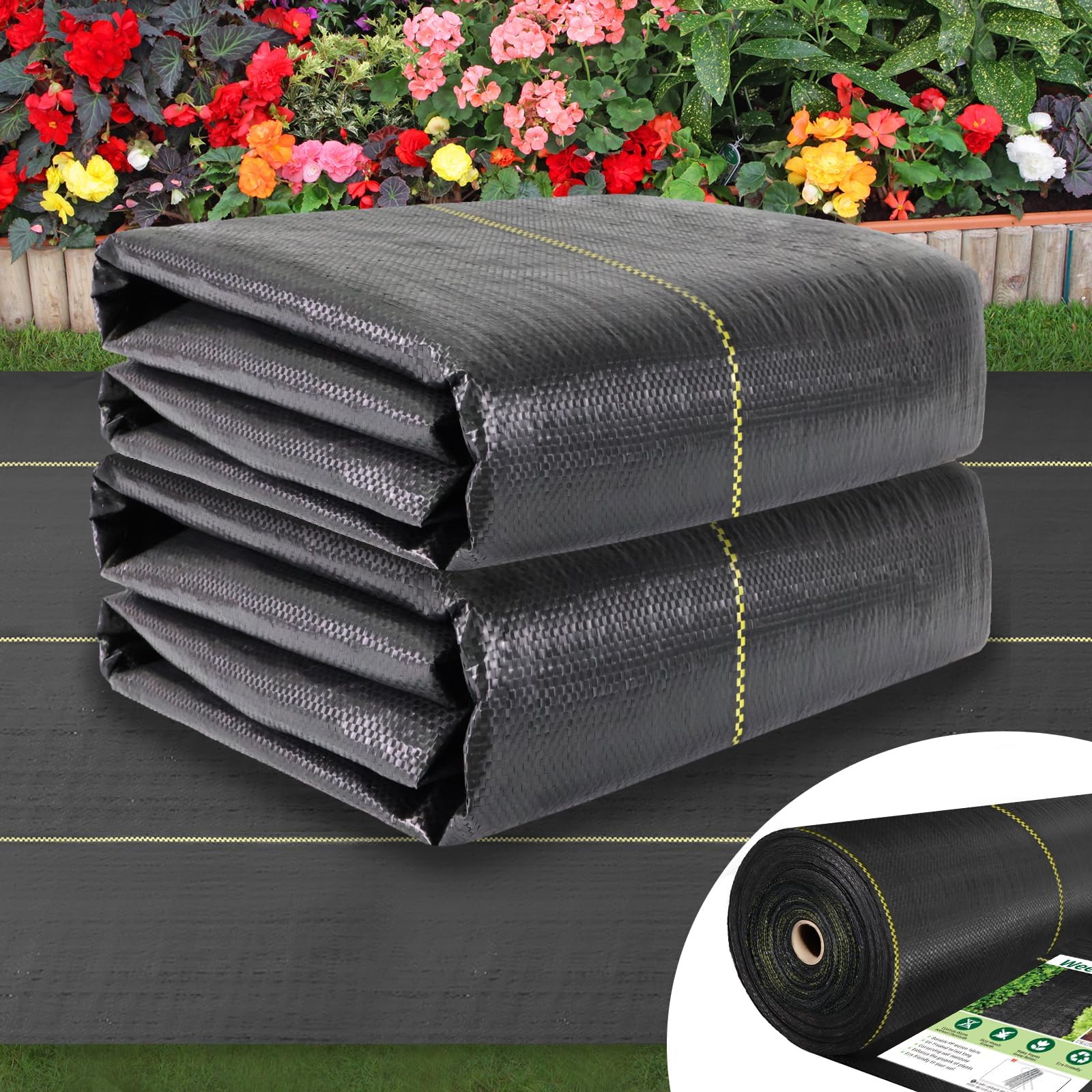 Shade&Beyond Garten Unkrautvlies 165g/m² 1x20m, Unkrautvlies Extra Stark Wasserdurchlässig Reißfest Gartenvlies gegen Unkraut, Polypropylen Mulchvlies für Garten, Hochbeet und Terrasse