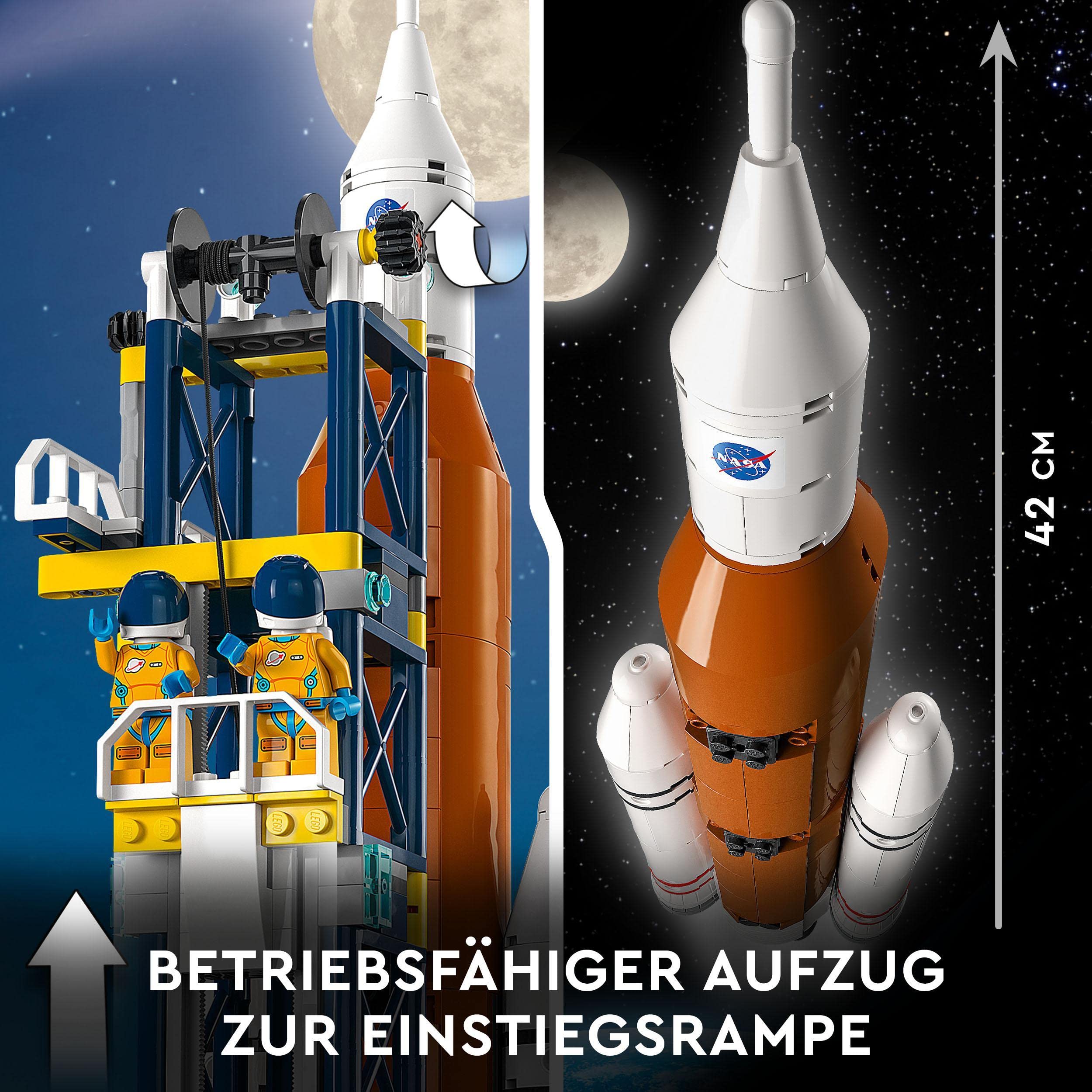 LEGO 60351 City Raumfahrtzentrum Weltraum-Spielzeug NASA Serie mit 7 Astronauten-Minifiguren und Einer Rakete, ab 7 Jahre