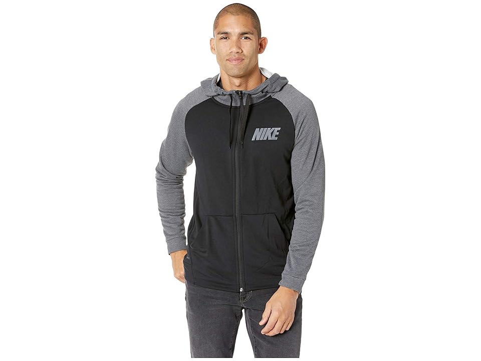 

Nike Dry Hoodie Full Zip Essential (Black/Charcoal Heathr/Dark Grey) Men's Clothing