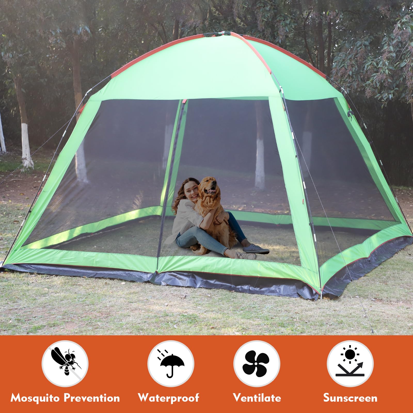 campmore zelt Shelter Partyzelt Pavilion Event Shelter H246xL366xB366cm Pavillon Rund 9-12 Personen Screen House Wasserfreigabe Gartenpavillon Zelt Kuppelzelt geeignet für Strand Camping Sport & Freizeit Size:10 FT x 12 FT Sportful Fiandre No-Rain Jacke Canvas Bell Tent