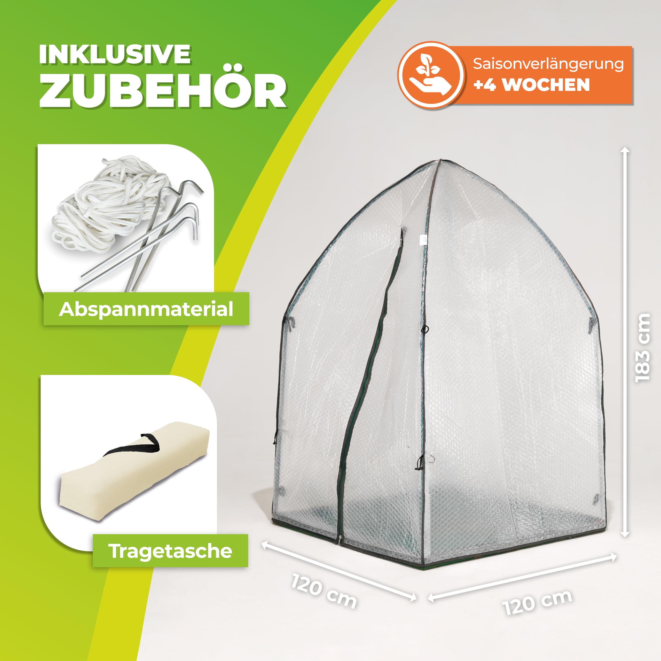 Bio Green ICEDOME Überwinterungszelt für Pflanzen 3-lagig UV-beständig B 120 x T 120 x H 183 cm