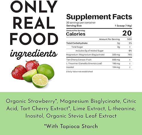 Miniatura 3 de JUST INGREDIENTS Polvo de suplemento para relajación y sueño nocturno sabor fresa y limonada - 5.4 oz (153 g)