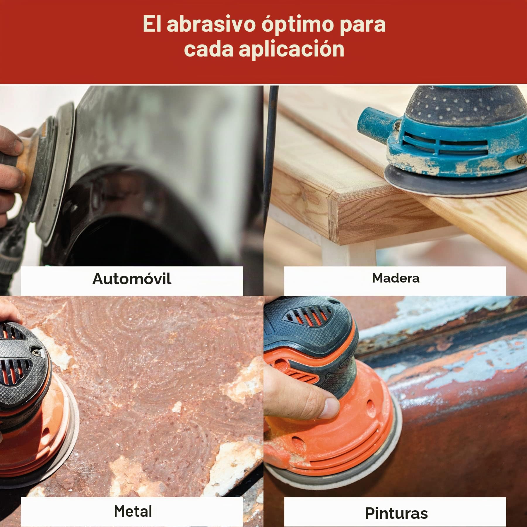Woltersberger® Discos de lija 50 piezas Ø 180 mm | grano tamaño P40, P80, P100, P180, P320 | sin orificio en rojo