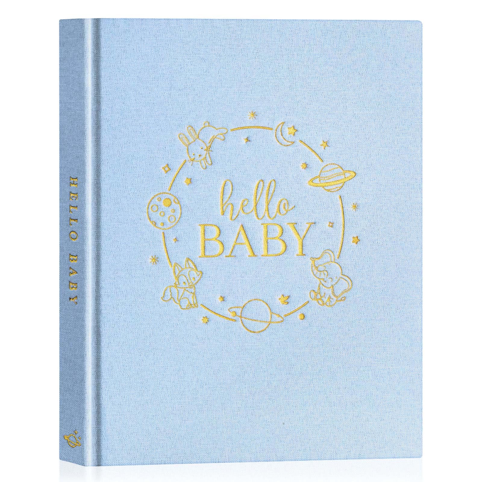 Lanpn Hello Baby Memory Book for Boy Girl - Linen Hardcover Baby Book Keepsake for New Parents - Newborn Baby First 5 Year Journal Scrapbook Photo