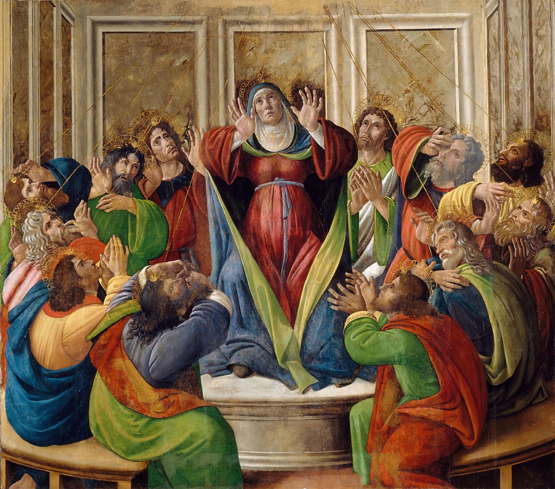 RZHRHJES Vintage Wall Art Picture on Canvas Wall Art Poster The descent of the holy ghost by Sandro Botticelli Canvas Poster for Office Decor 60x90cm