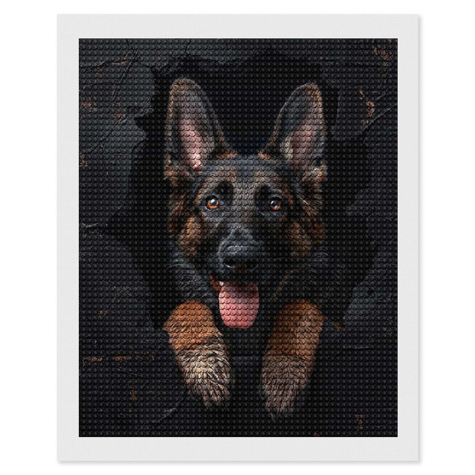 Junmoney Dutch Shepherd Round Drill Diamond Painting 16"x20", Satisfying Creative Project, Complete Accessories, Printed Canvas