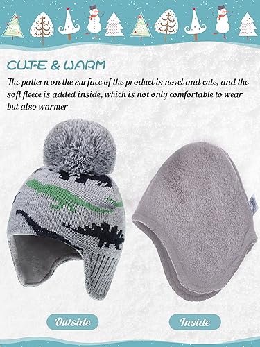 Miniatura 3 de Geyoga Juego de 3 piezas para bebé y niño pequeño bufanda, gorro y guantes, gorro de punto con orejeras, gorro de invierno, manopla, calentador de