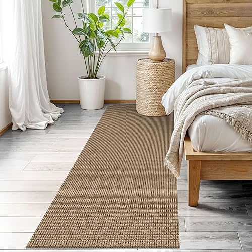 Vista 70 de EARTHALL - Tapete tejido lavable con parte trasera de goma, tapete trenzado de algodón antideslizante para interiores para entrada, pasillo, cocina