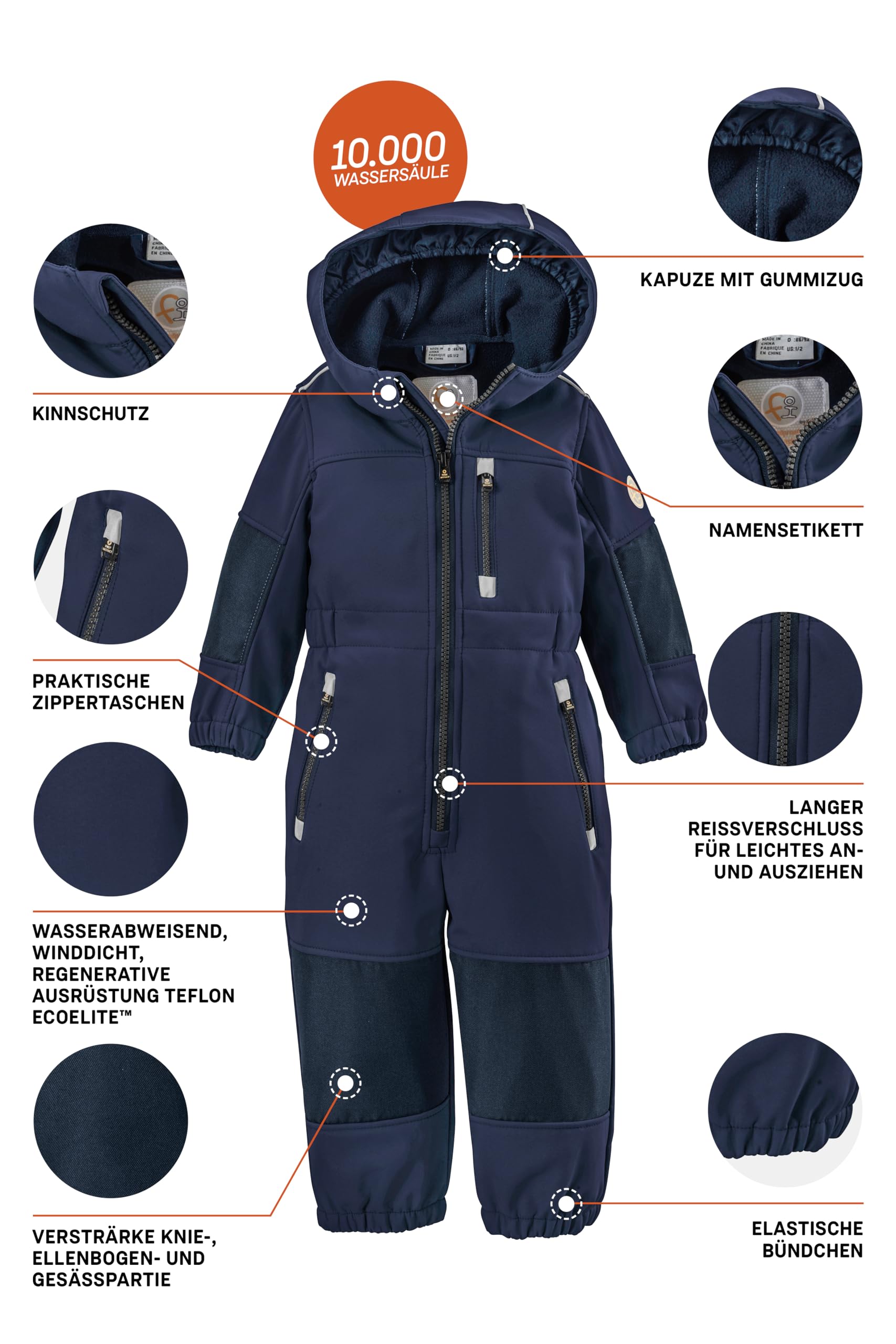 first instinct by killtec Dzieci Kombinezon softshell z kapturem FIOW 35 MNS ONPC, dunkelblau, 98/104, 38900-000
