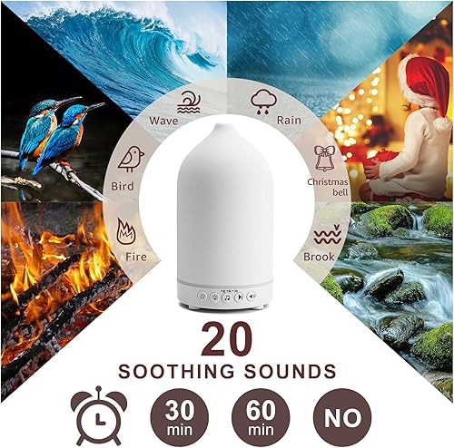 Miniatura 2 de Gooamp Difusor de cerámica de ruido blanco de 6.8 fl oz, máquina de sonido para dormir con 20 sonidos relajantes naturales, 7 luces de color,