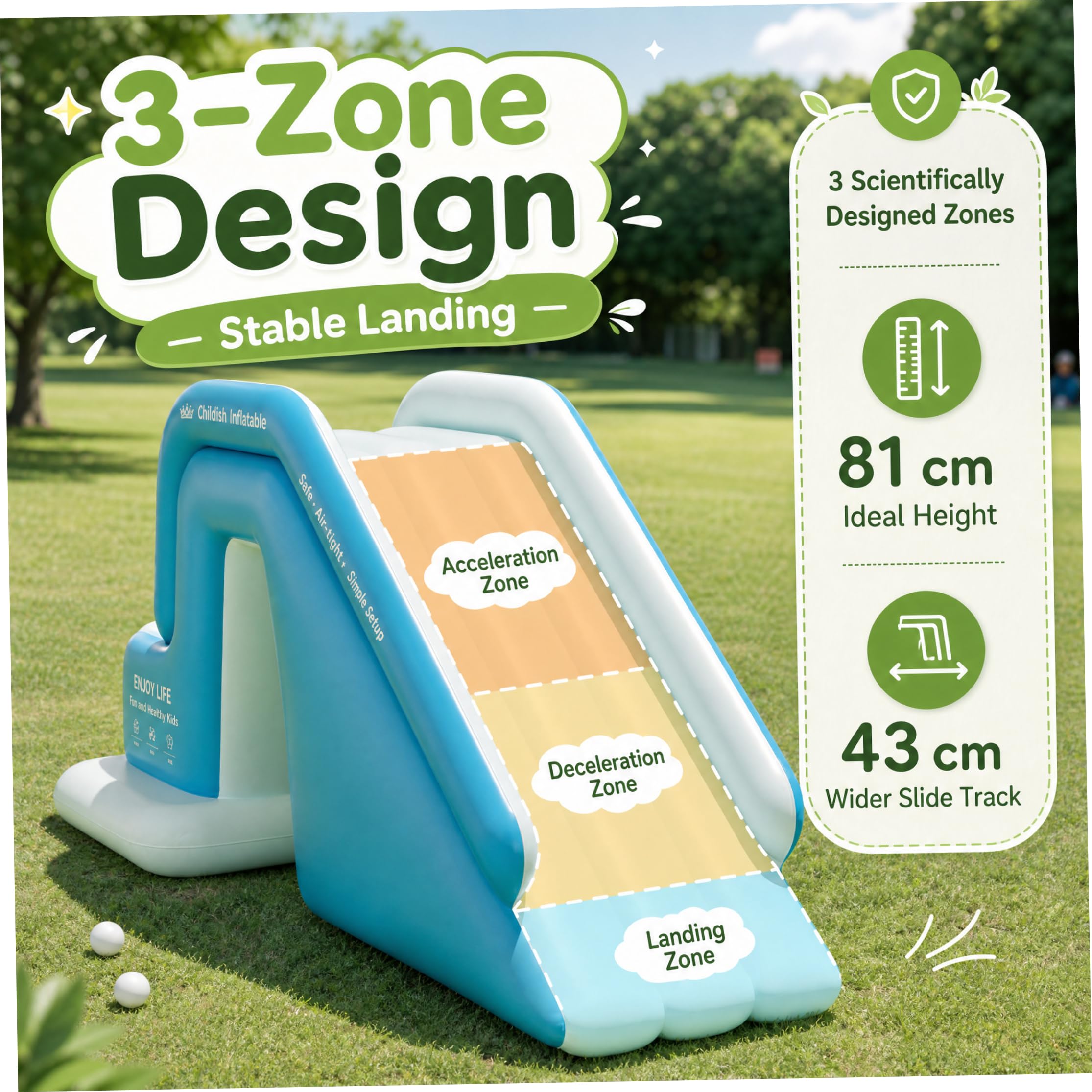 Toboggan Gonflable de Piscine, Toboggan Aquatique Hors Sol en PVC, Famille et Enfants, Jouet de Jeu avec gonflage Rapide pour Jardin, 72 × 33 × 33 Pouces
