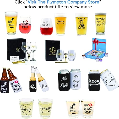 Miniatura 8 de The Plympton Company Regalos divertidos de boda - Mr. Right and Mrs. Always Right Novedad de copa de vino y vaso de cerveza y enfriadores de latas
