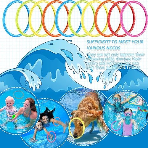 Miniatura 7 de Lewtemi 30 anillos de buceo de arco iris para piscina, juguete de buceo para niños, fácil de encontrar y agarrar, adecuado para niños y adultos, 6
