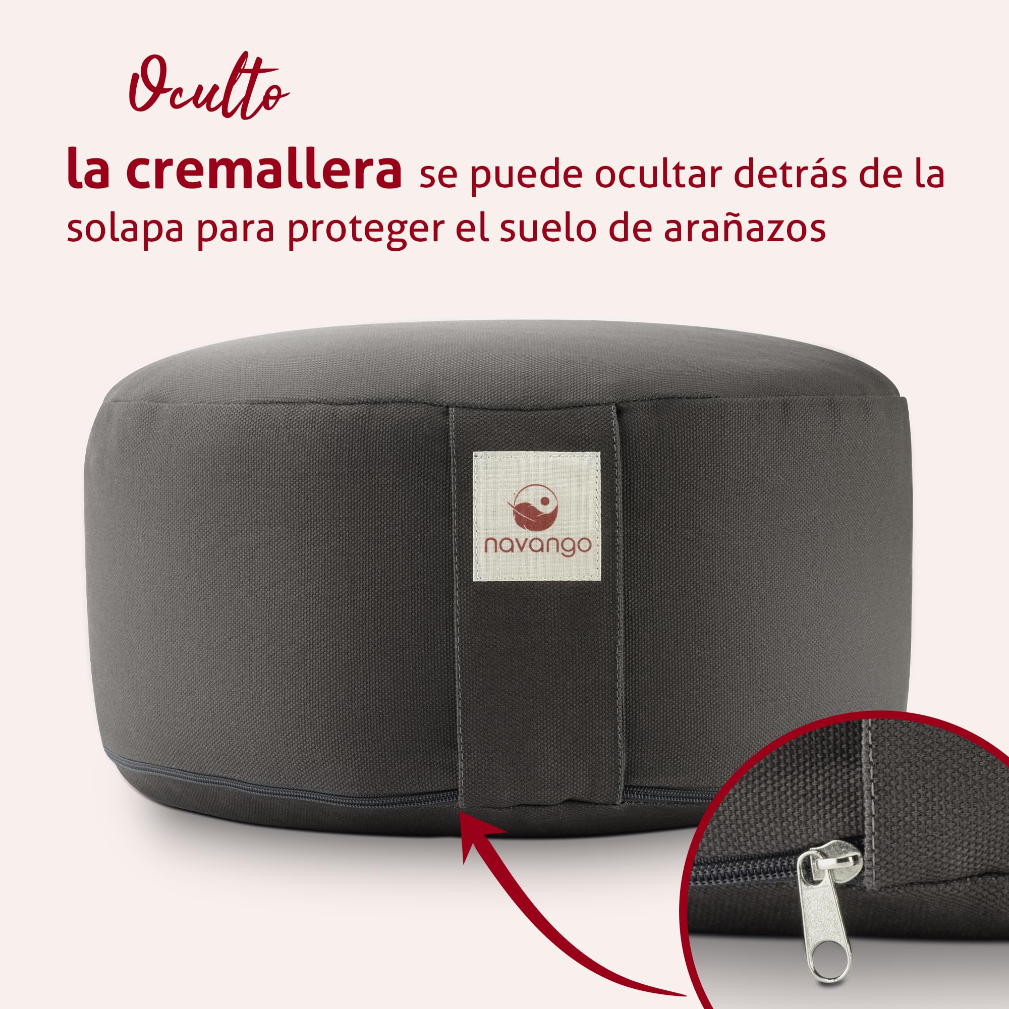 Cojín de Yoga y Meditación Zafu | Altura 15cm | Relleno de Espelta | Algodón 100% | Hecho a Mano en Alemania | Zafu Meditacion Accesorios para Yoga | Funda Lavable