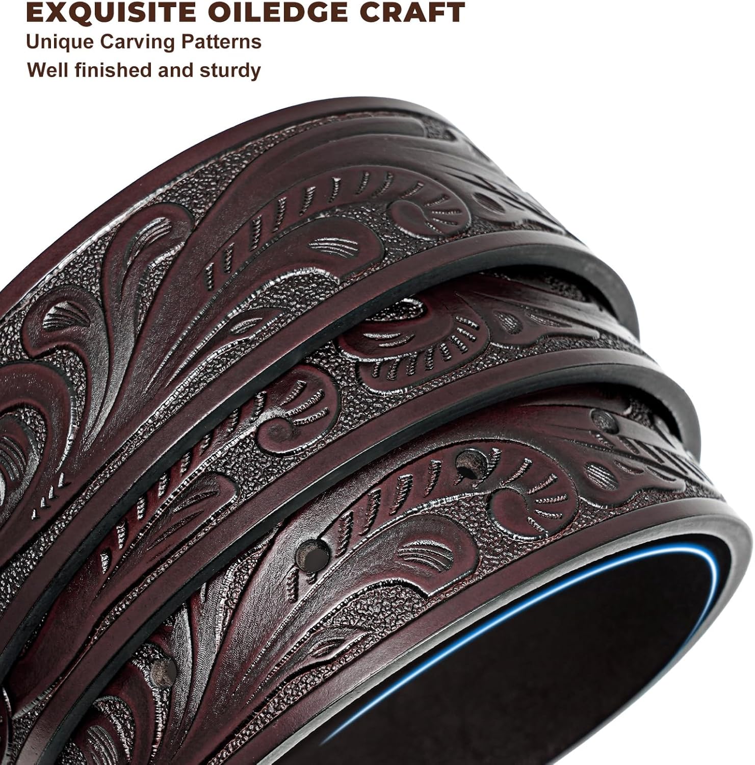 Western Leather Belt for Men Women Cowgirl Cowboy Western Longhorn Bull Buckle Belt for Jeans Christmas Gifts Belts - Image 3