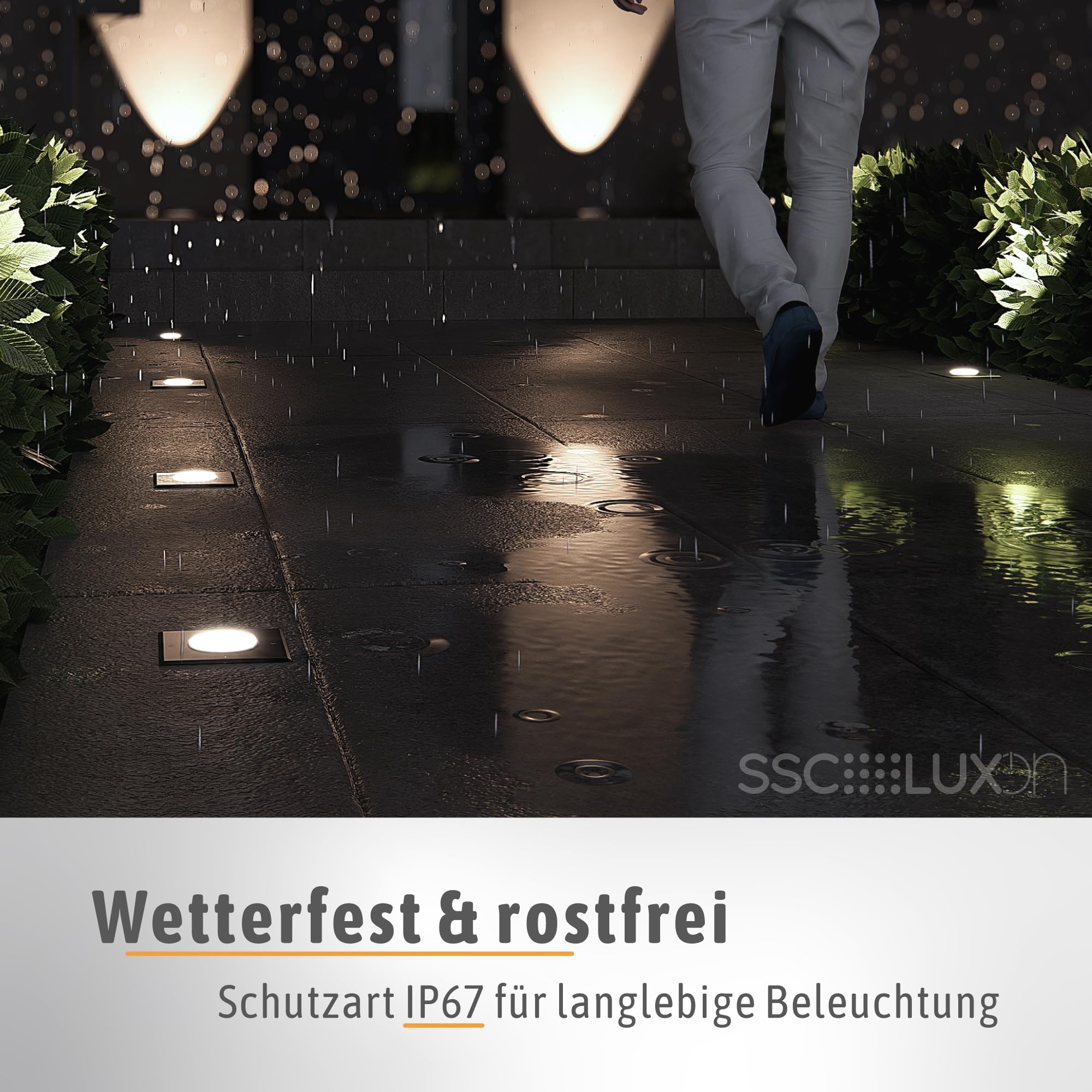 SSC-LUXon 4 Stück JUAVI Bodeneinbaustrahler schwenkbar quadratisch IP67 für 1x GU10 - Bodenspot befahrbar (ohne Leuchtmittel)