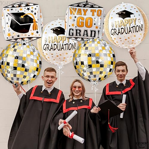 Miniatura 5 de KatchOn, Globos de graduación de 22 pulgadas, paquete de 6 con globos dorados de graduación de discoteca 2023, paquete de 6, 22 pulgadas, globos de