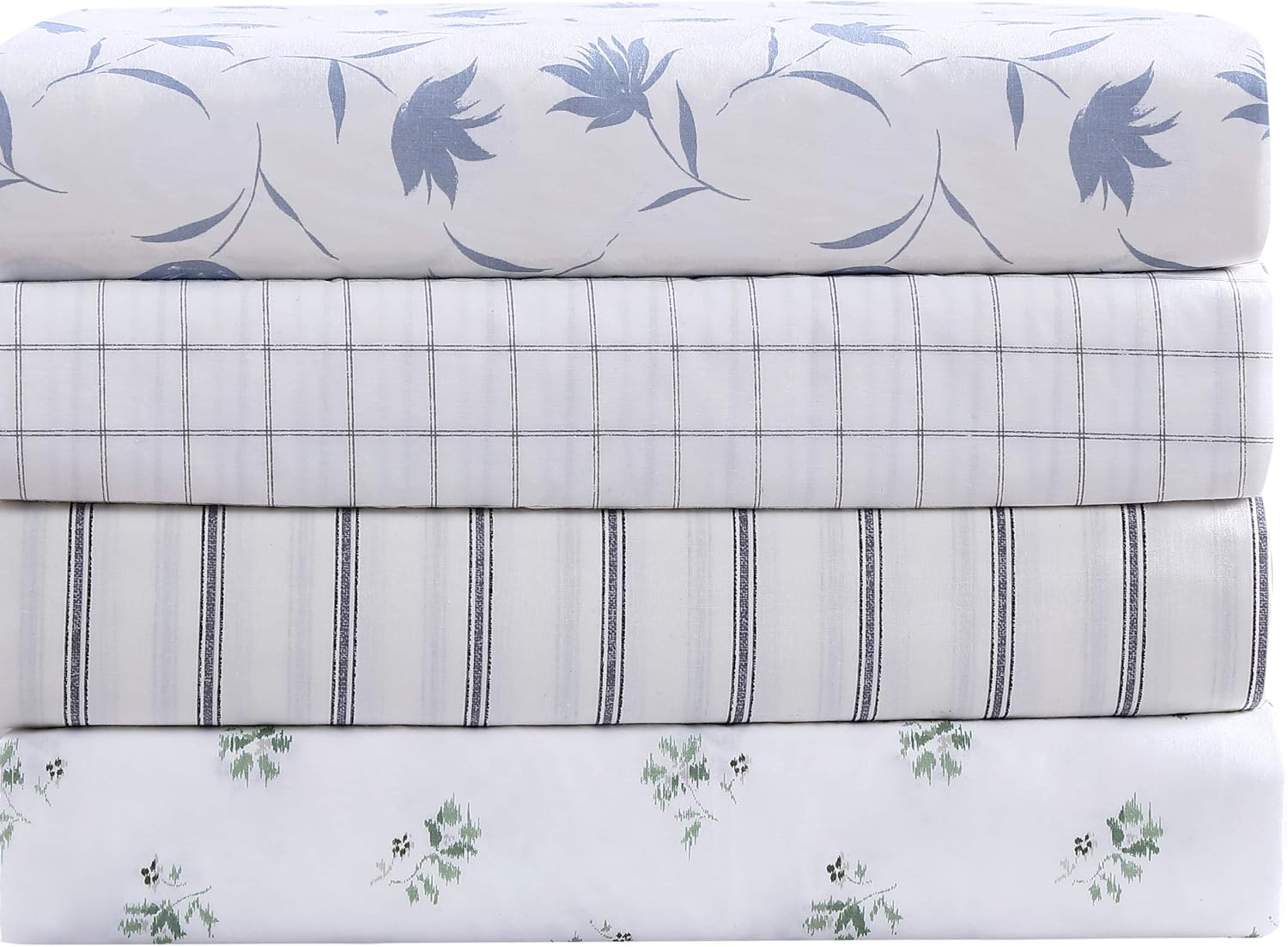 Stone Cottage - Percale Collection - Sheet Set - 100% Cotton, Crisp & Cool, Lightweight & Moisture-Wicking Bedding, Twin, Blue Sketchy Ditsy : Home & Kitchen