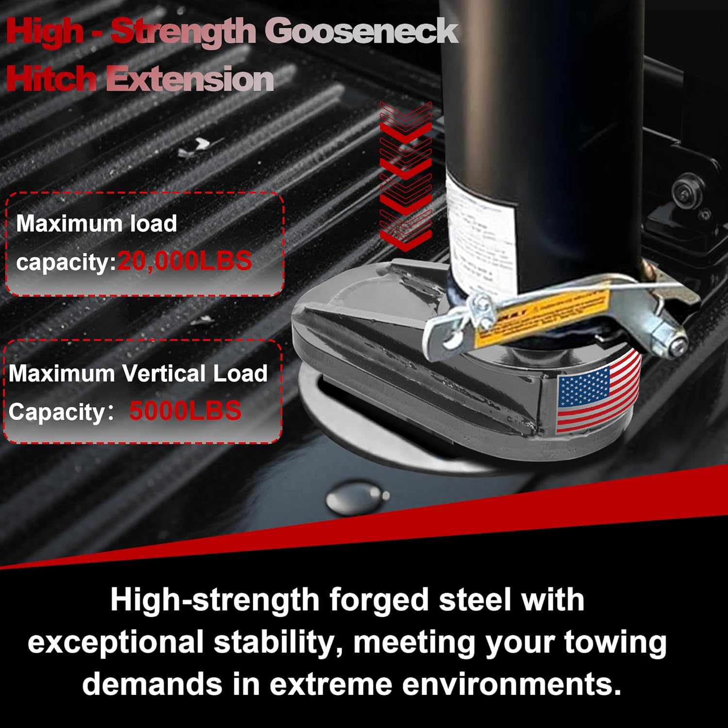 6" Offset Gooseneck Hitch Extender,Gooseneck Trailer Hitches, Heavy Duty Reinforced Rib Structure with 20000 lbs GTW/5000 lbs VTW,2-5/16" Diameter,GNXA4085 4PU Washers Included
