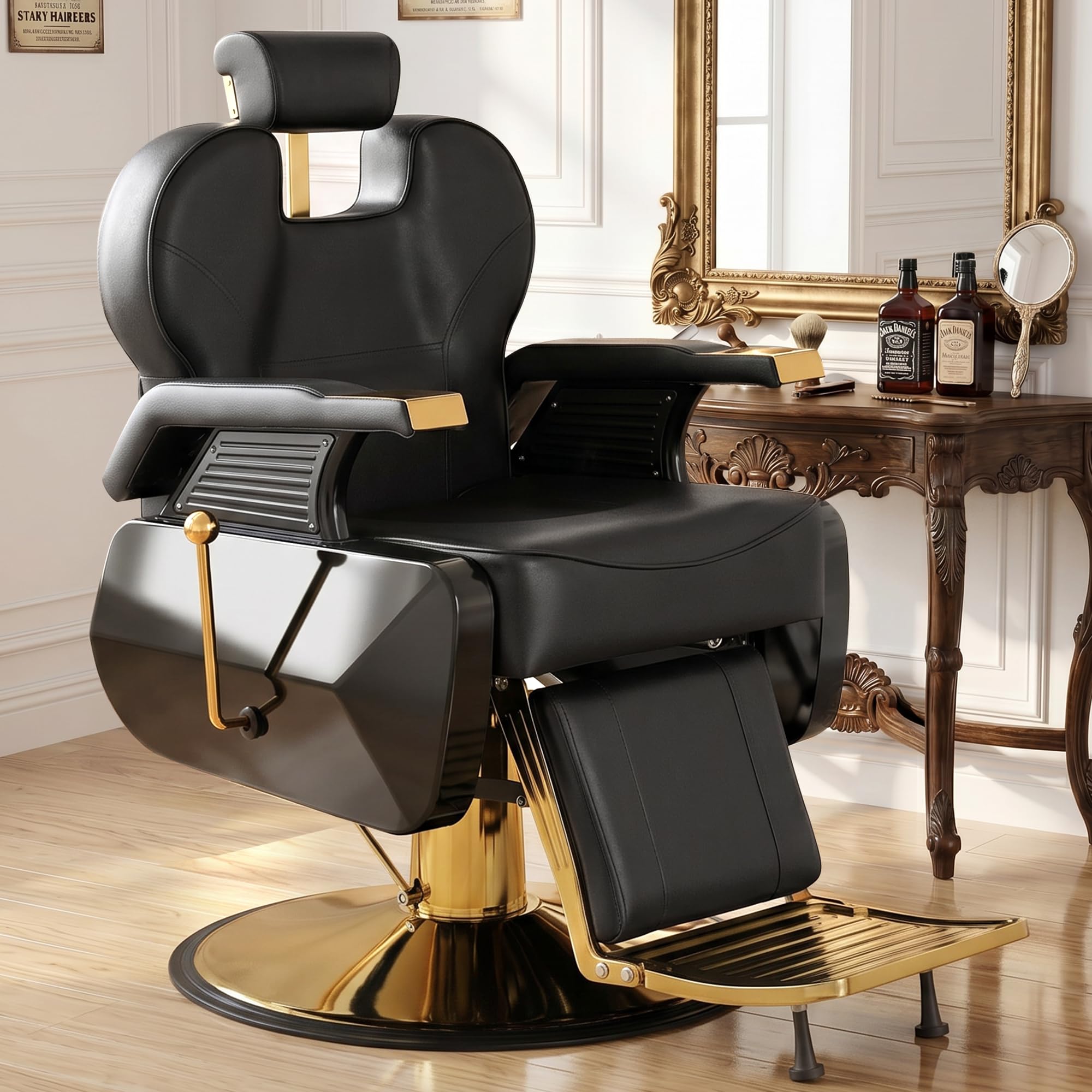 Ten　理容椅子　barber chair Amazon.com: KIIUMI Barber Chair, 360° Swivel Hydraulic Reclining