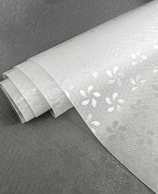 Drawer Liners, Shackcom 44.5x600cm Kitchen Shelf Liner PE Non-Slip fridge liners, Non-Adhesive Waterproof Washable Cupboard Cabinet Sink Mat for Home Office (Clear, Bauhinia )