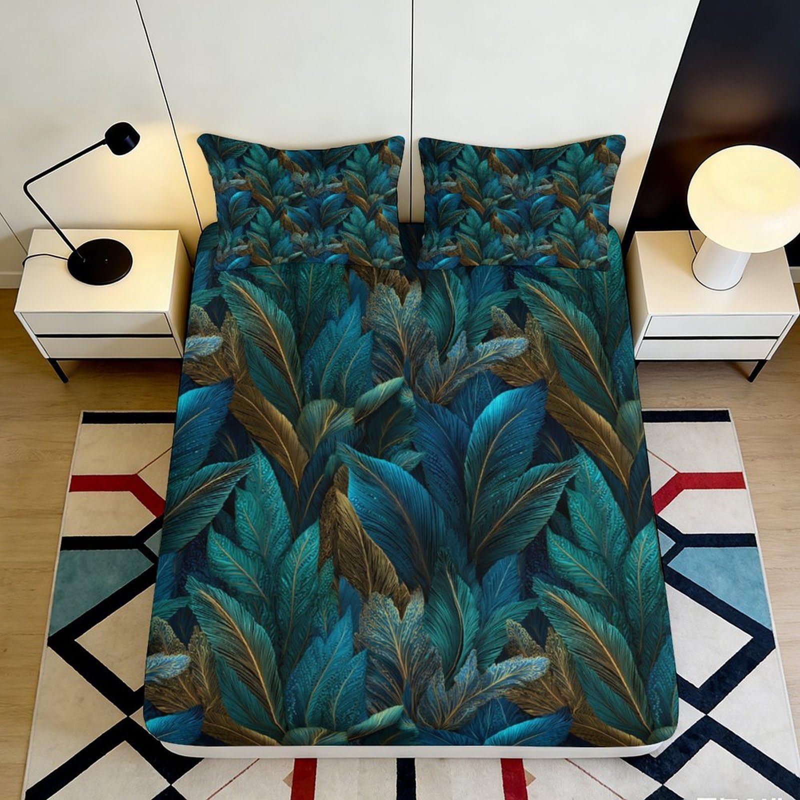 Jqzkxnhpbr Style-9 3D Printed Tropical Leaf Fitted Sheet Microfiber Soft Breathable Jungle Pattern Mattress Cover For Bedroom Dorm Decor 90X200x25cm