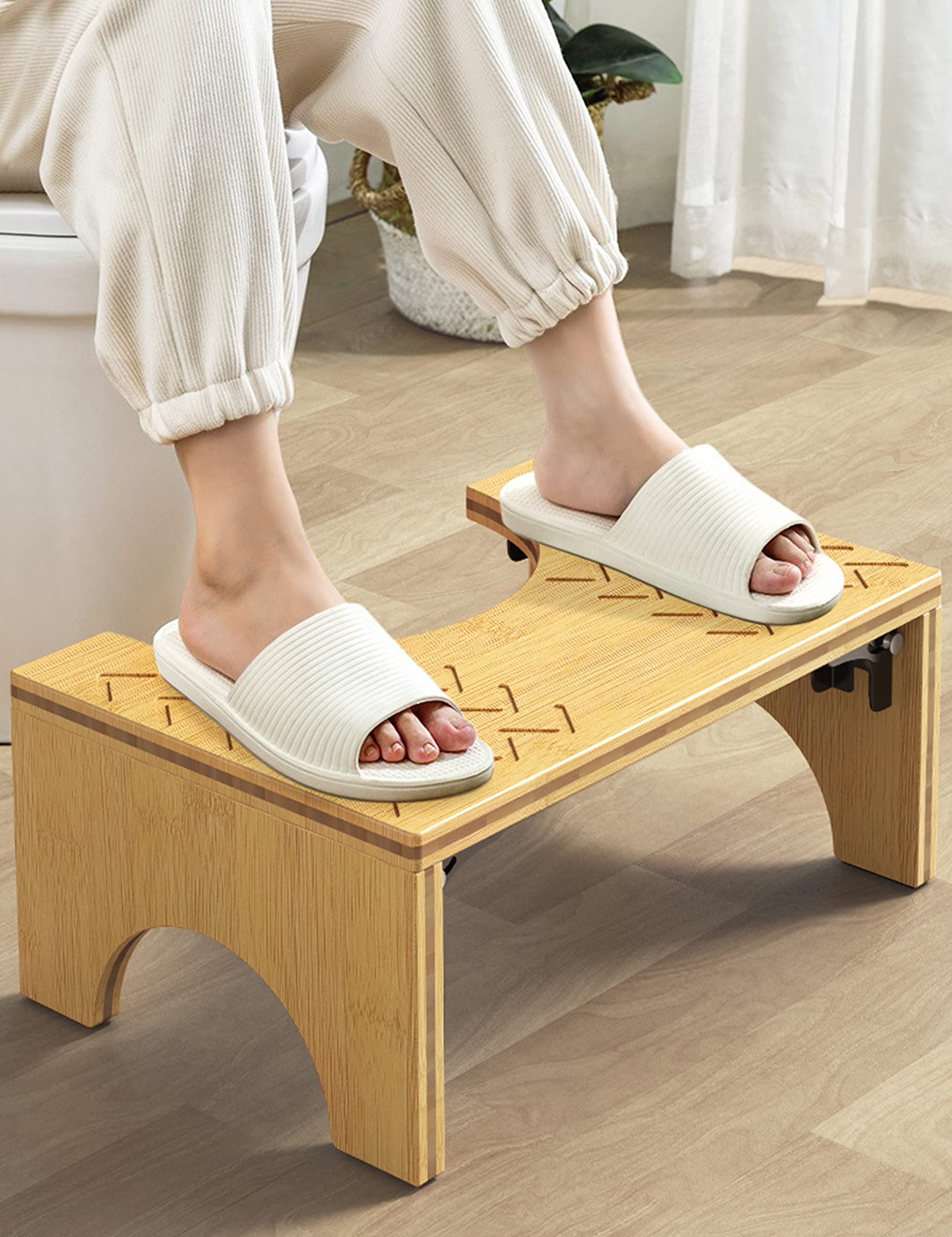 Buy Toilet Stool, Easoger Bamboo Squatting Toilet Stool, 7" Foldable