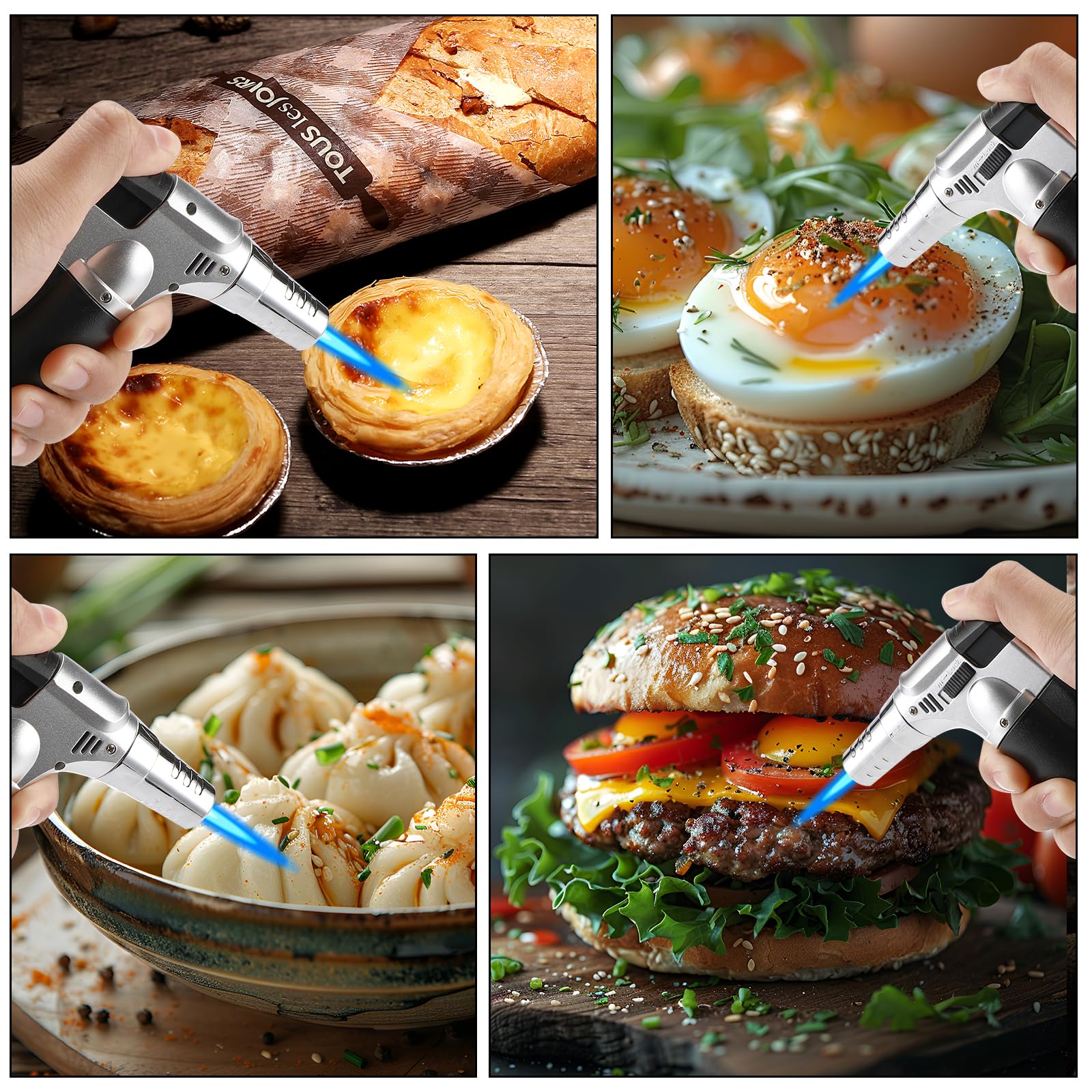 Kasanni Cannello Da Cucina Può Essere Riempito, Fiamma Ossidrica Da Cucina Regolabile, Adatto Per Cucina, Pasticceria, Dessert, Panna Cotta, Campeggio, Barbecue (Butano Non Incluso)