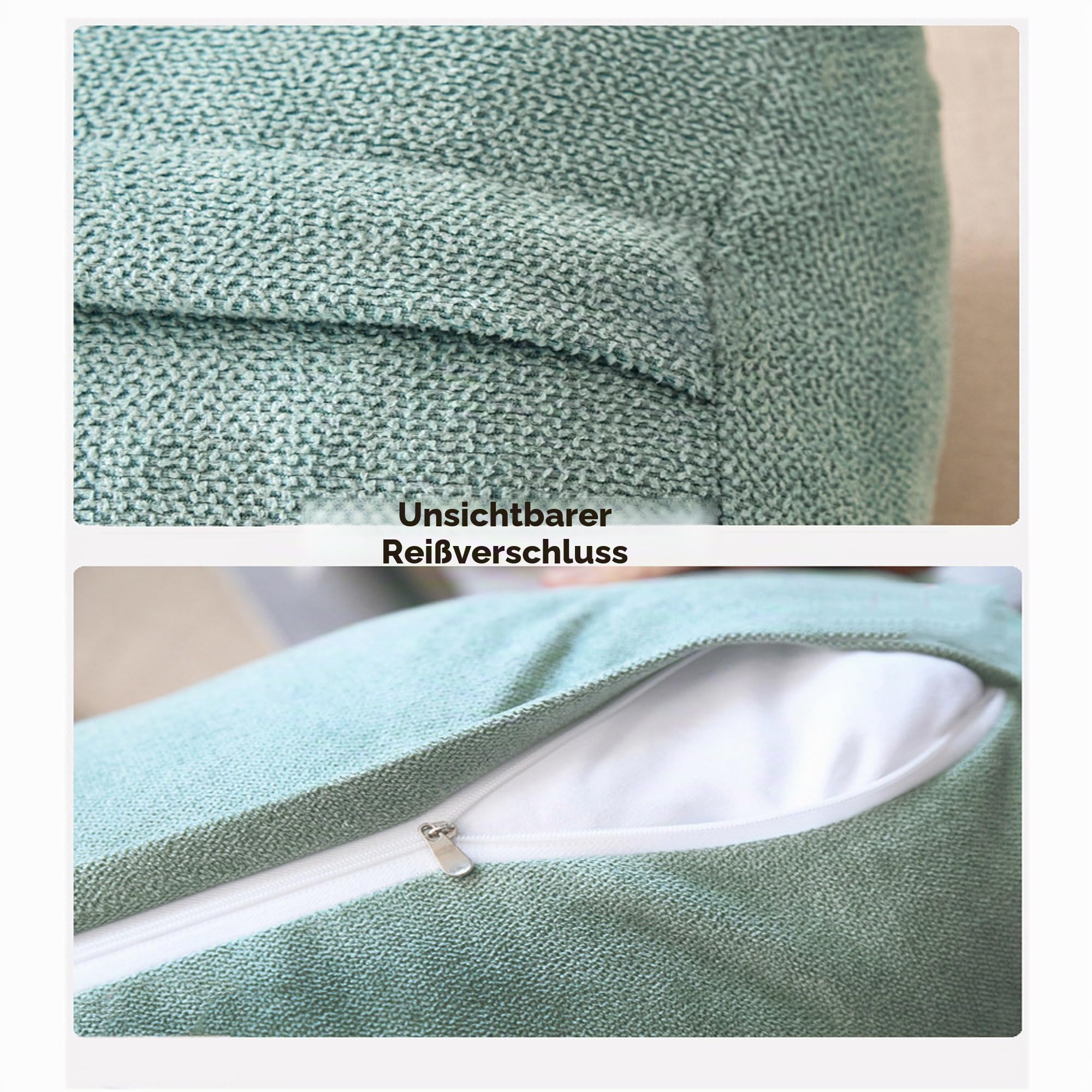 Großes Keil-Lesekissen, Kopfteilkissen, dreieckiges Rückenkissen, Lendenwirbel-/Rückenstützkissen mit abnehmbarem Bezug für Tagesbett, Sofa, Tatami Home, 90 x 35 x 20 cm, Grau