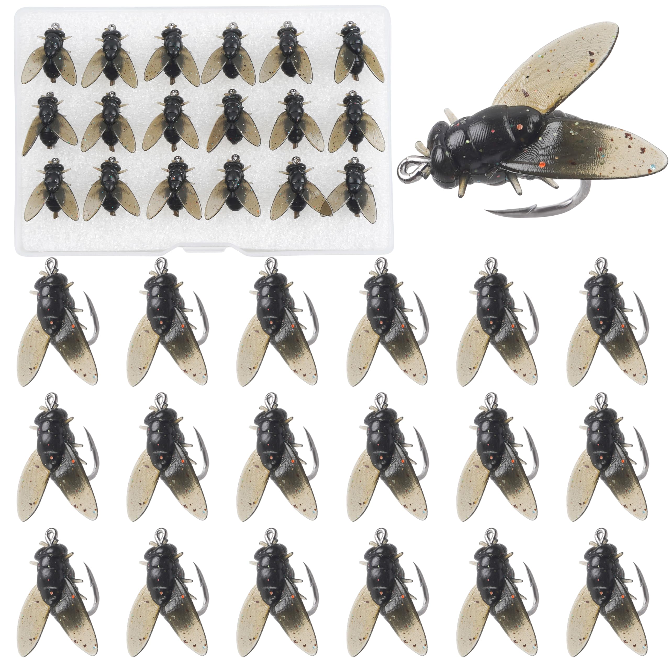 Bionic Fly Fishing Bait, 18pcs Trout Jig Swimbait Dry Flies Bass Fly Fishing Lures Kit Panfish Lure Fly Fishing Hook Artificial Soft Bait for Freshwater Saltwater
