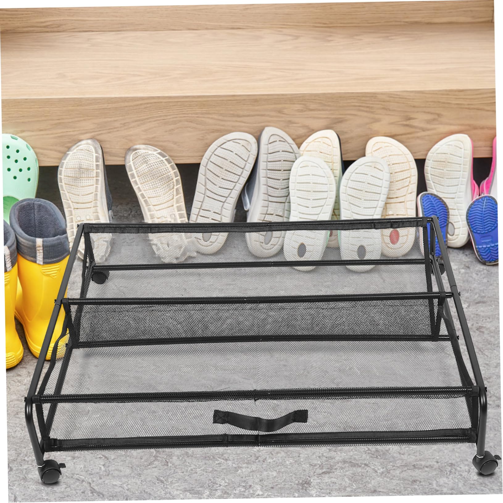Zerodeko Scarpiera Sotto Letto Salvaspazio con Ruote, in Plastica Riutilizzabile e Ferro, per Scarpe e Vestiti in Camera da Letto