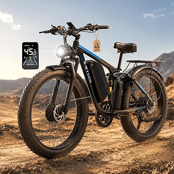 Electric Bike for Adults, 6000W Peak Dual Motor, 24"/26" Fat Tire Ebike, 52V 32Ah Removable Battery, Up to 100 Miles Range, Full Suspension, Commuter Mountain E-Bike for Men Women