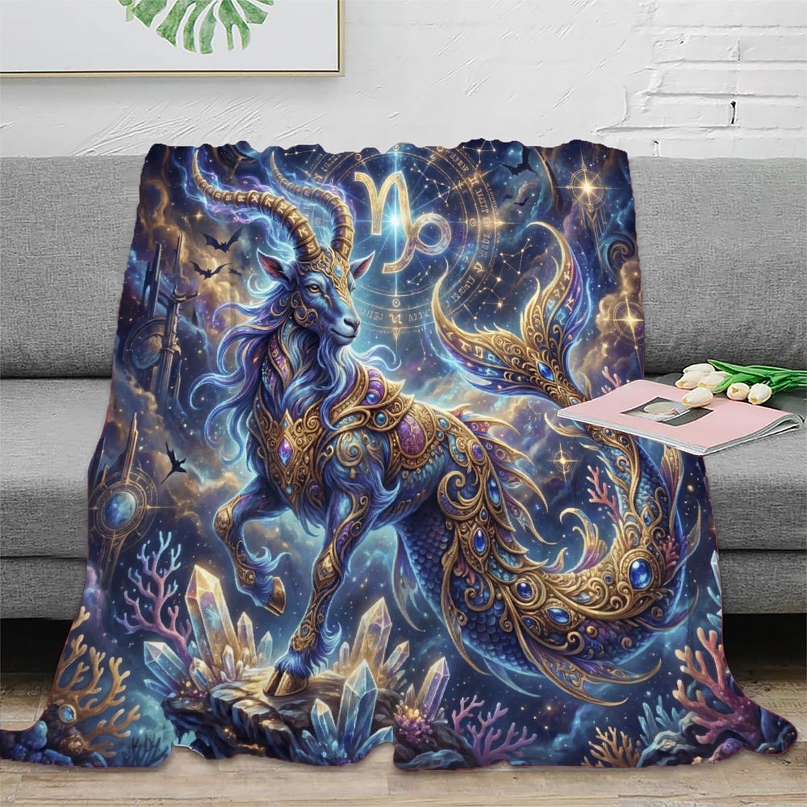 W7C8U2X3 Capricorn Zodiac Dreamy for for Warm Throw Blanket, Office Nap Use