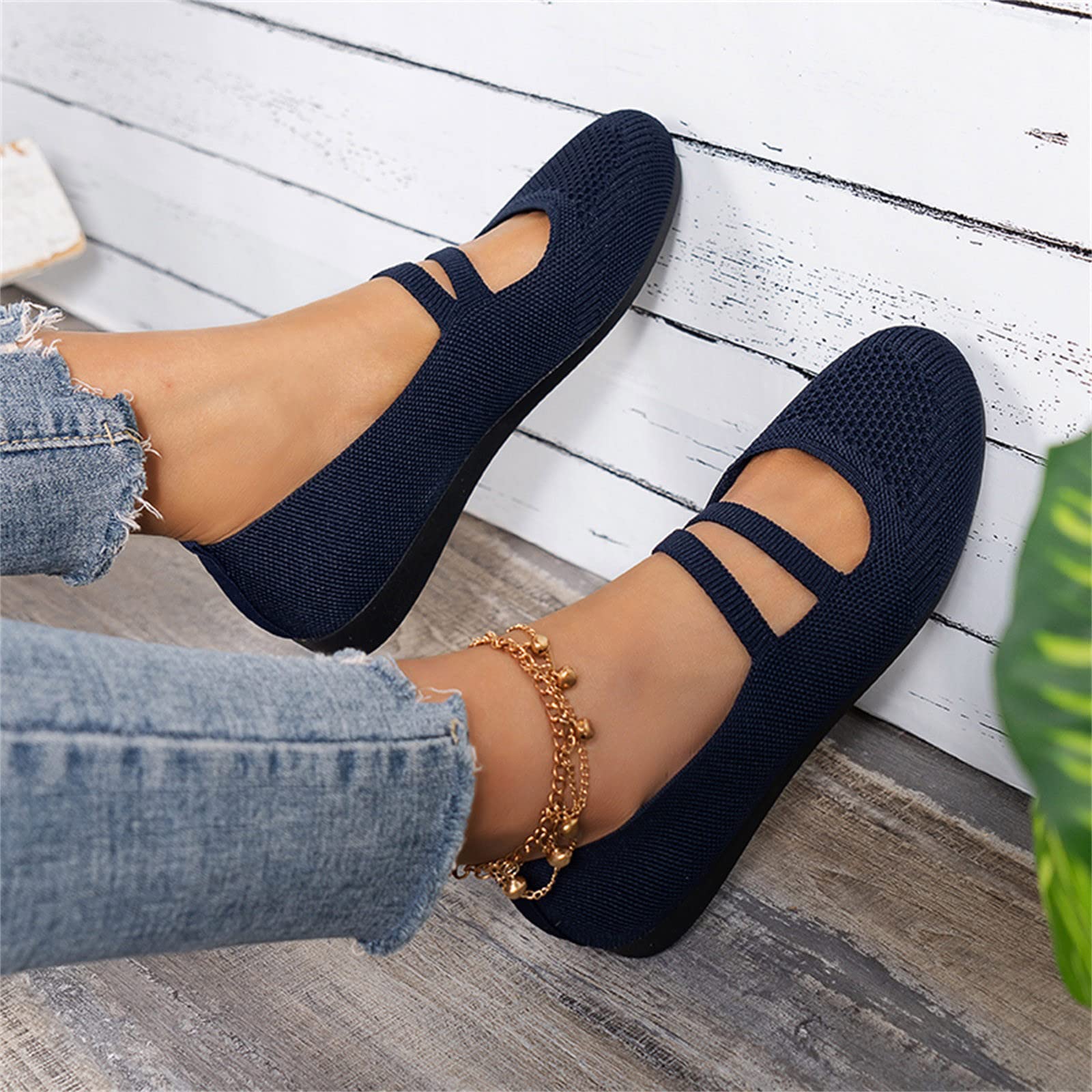 Ballerine Donna Eleganti, Ballerina Pantofole Comode Chiuse Da Camminata Scarpe Con Tacco Basse Da Ballo Pianta Larga Mocassini Sneakers Casual Slip on Primavera Estate