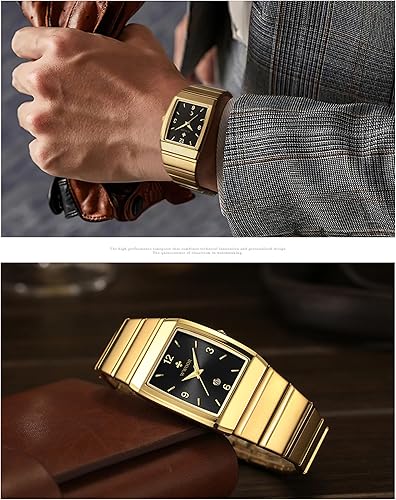 Miniatura 5 de WWOOR Relojes cuadrados para hombres y mujeres, reloj cuadrado de acero inoxidable para hombre con fecha, reloj casual con fecha cuadrada