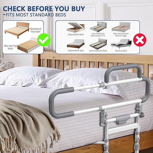 Miniatura 7 de Lemagalu Rieles de cama plegables para adultos mayores, barandilla de cama resistente para personas mayores con alturas ajustables que se adapta a