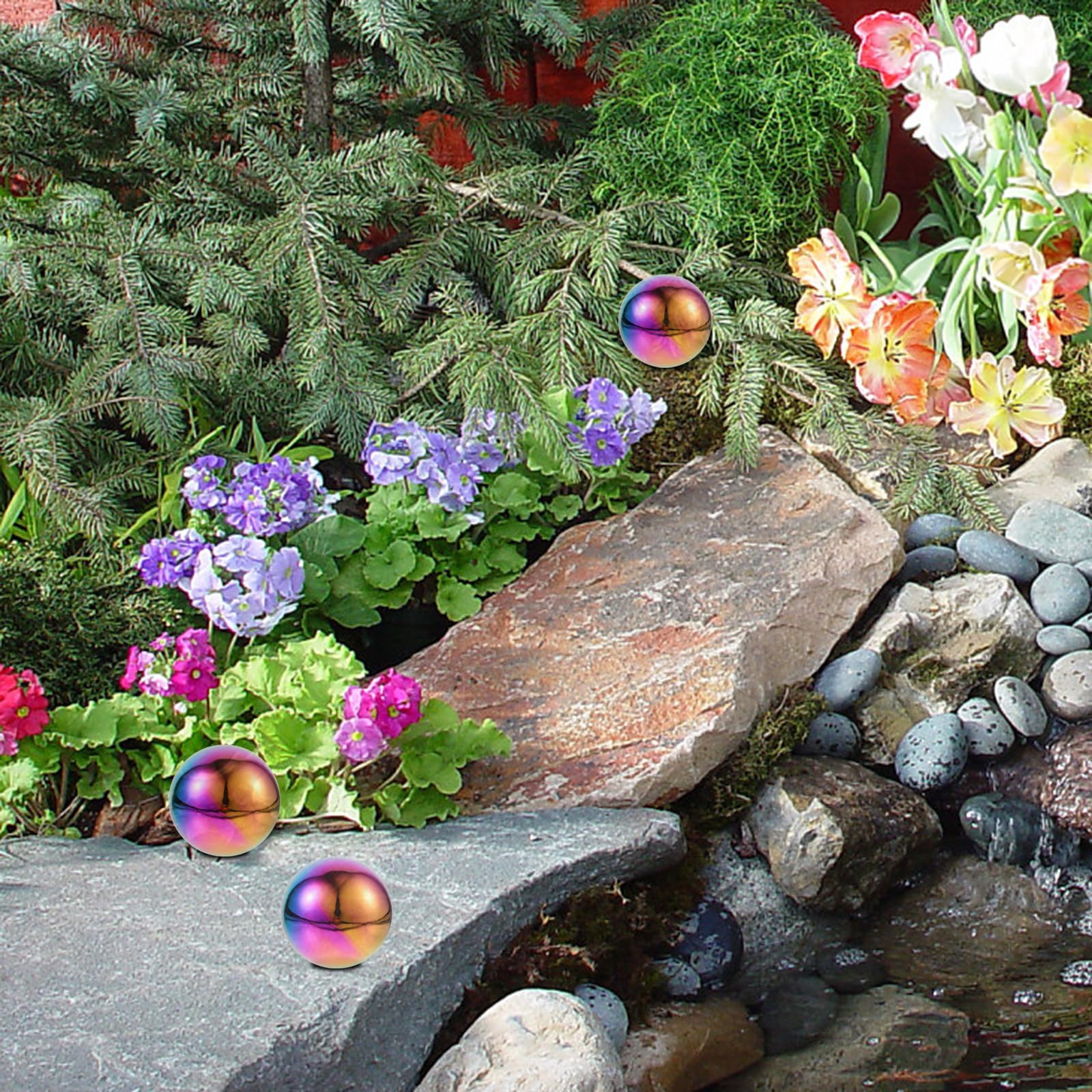 TOYANDONA 5 Pezzi Sfera da Giardino in Acciaio Inossidabile Lucidata Riflettente Palla Rotonda per Decorazioni Esterni Performance di Riflessione