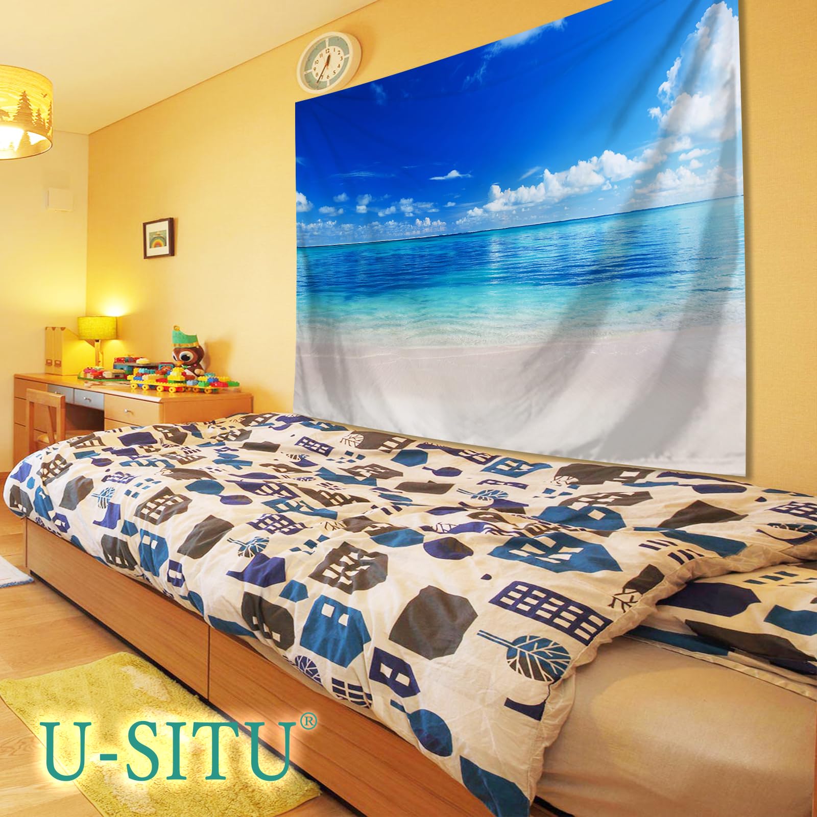 U-SITU タペストリー 壁掛け 壁飾り 青海 青空 自然景色 オシャレ 背景 多機能 布ポスター インテリア 雰囲気転換（サイズ：丈180cm x 幅230cm）カラー：GT0150C - 4