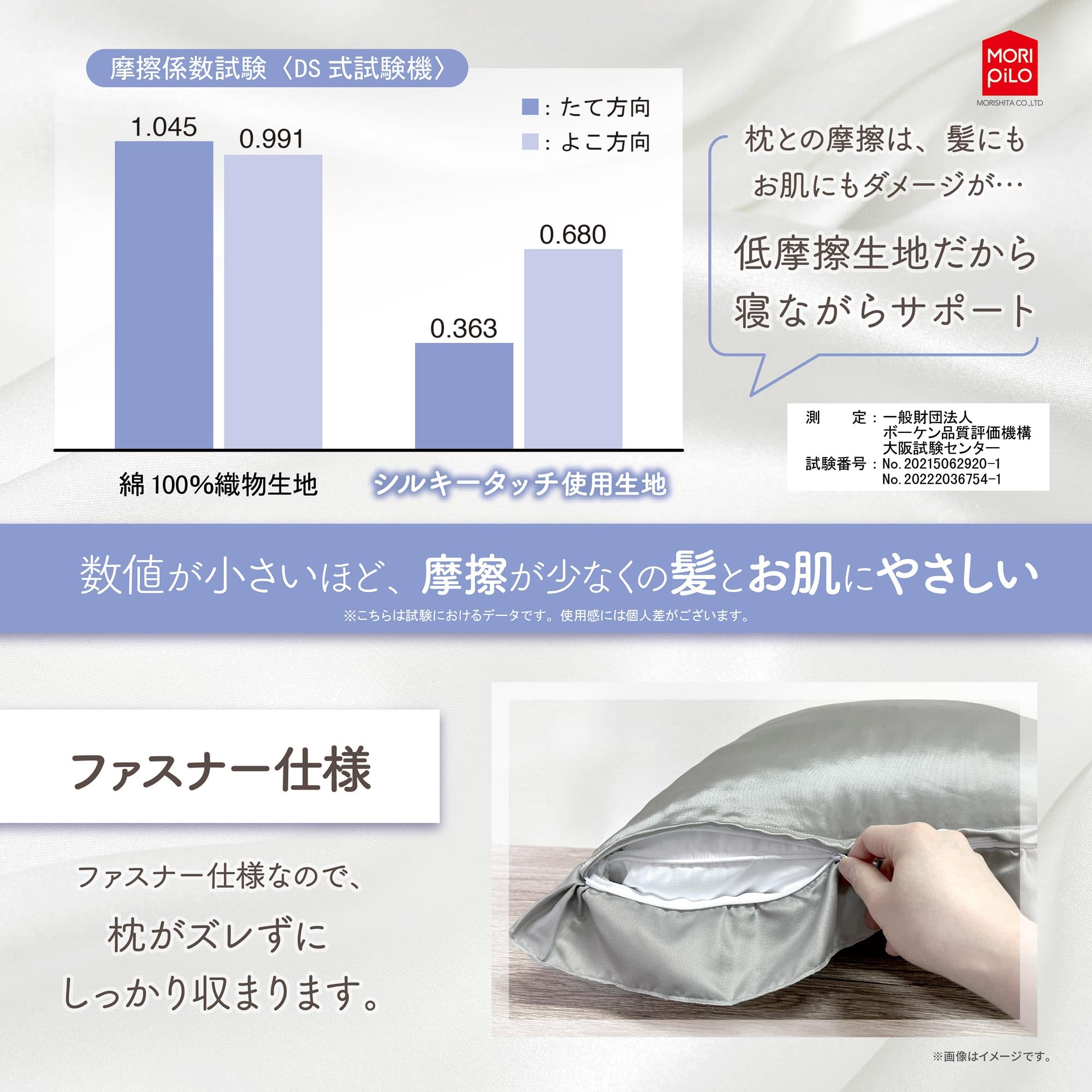 Amazon｜MORIPiLO シルク枕カバー 髪に優しい トリプル保湿 (シルキー