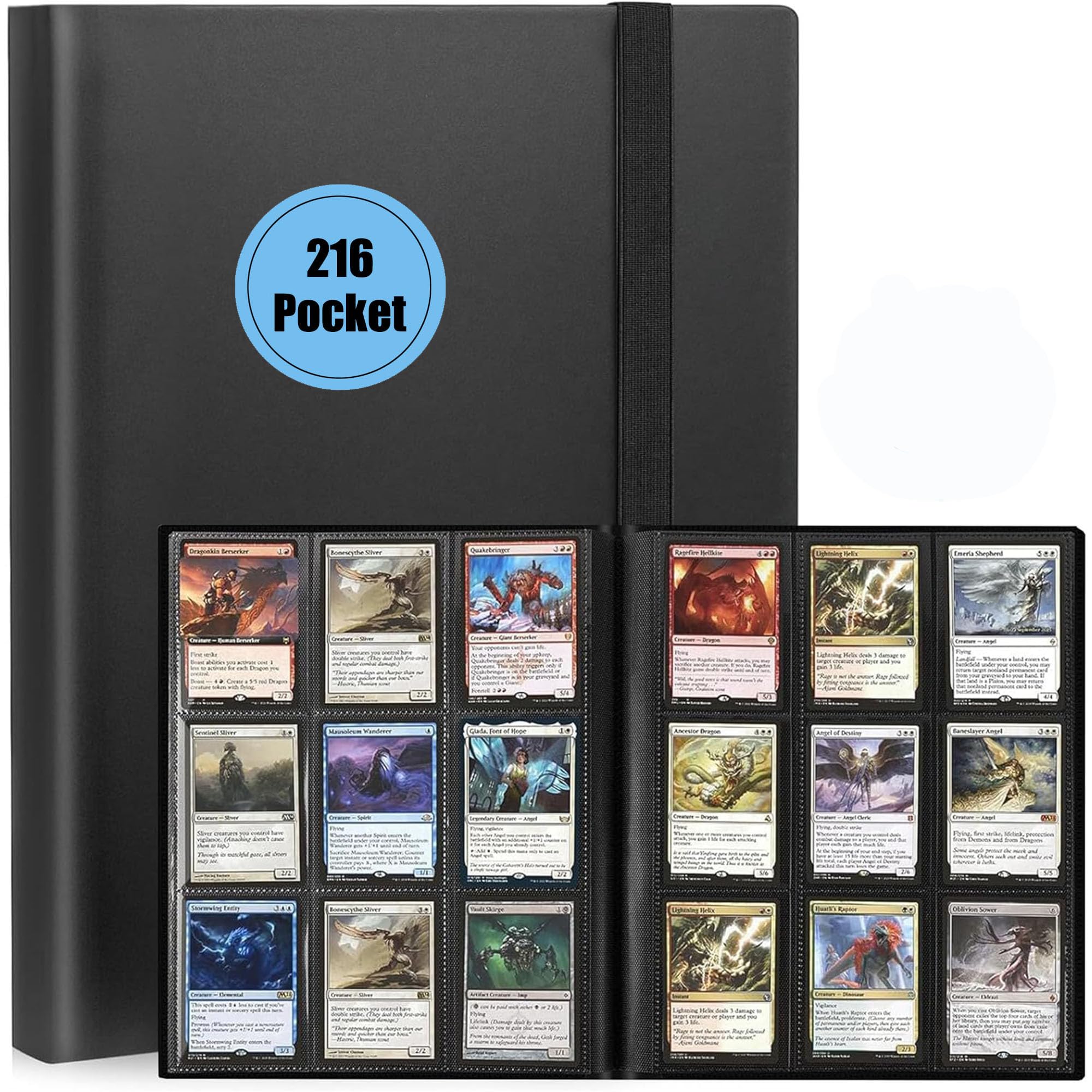 9 Pocket Trading Card Binder, Trading Card Album Folder with Elastic Strap, Premium Card Binders Card Holder Compatible with MTG, TCG, Baseball Cards