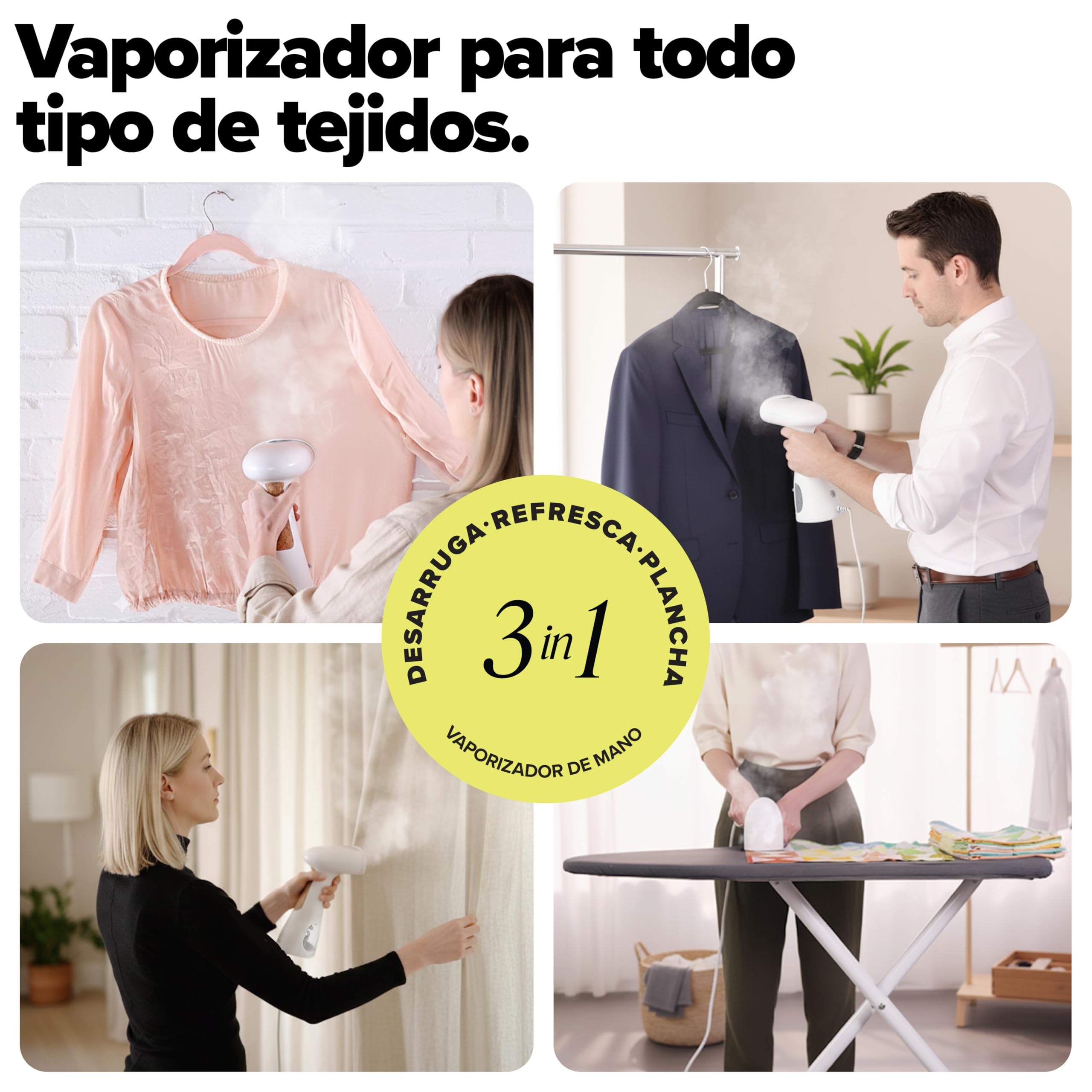 Dupray Voila Vaporizador 3-en-1 Portátil – Steamer de Mano para Ropa, Tejidos y Hogar