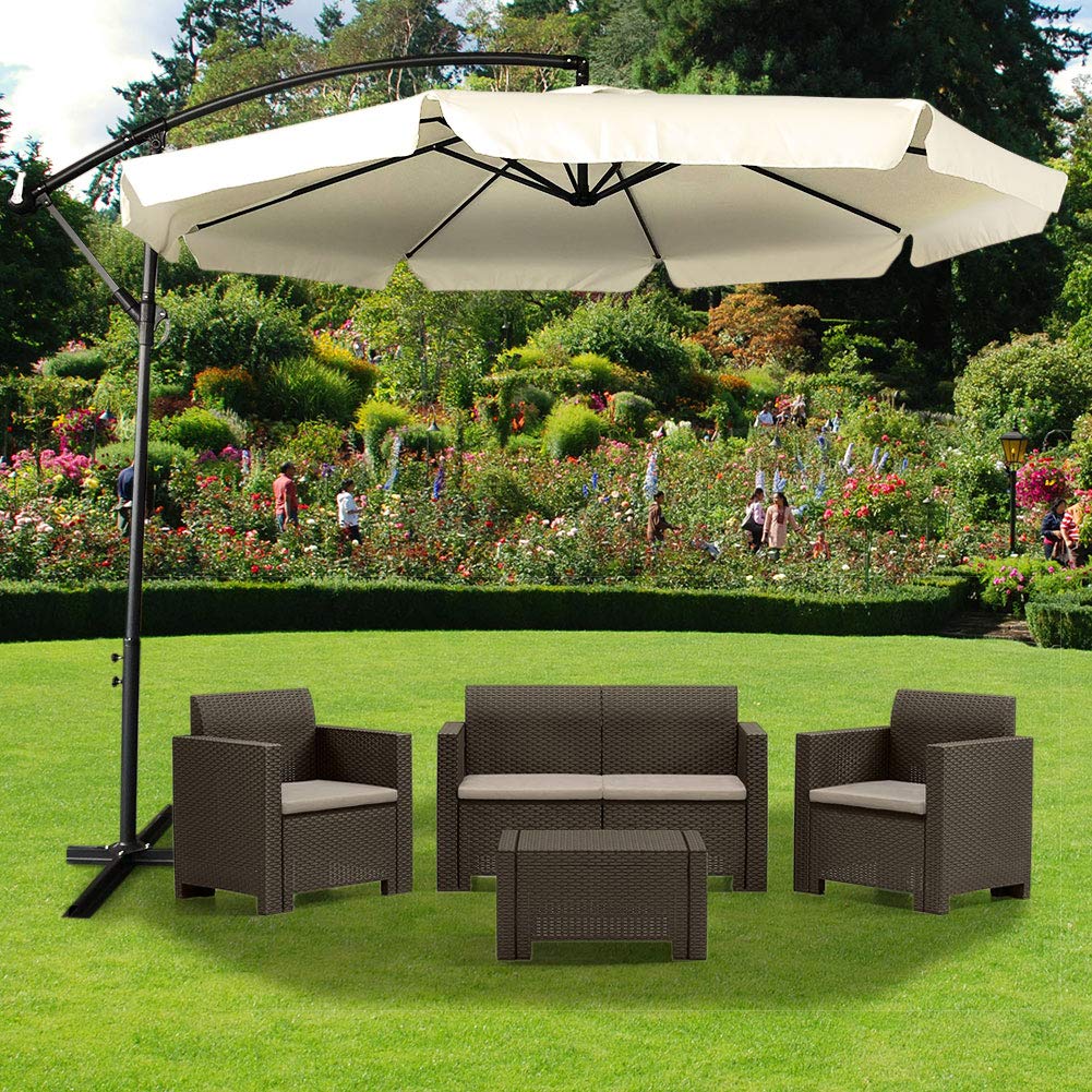 BAKAJI Ombrellone da Giardino Decentrato 3x3 Mt Palo Alluminio Telo con Pendente Chiusura a Manovella Base a Croce Sistema Air Vent Arredamento Esterno Gazebo Piscina Giardino Terrazzo Esterni