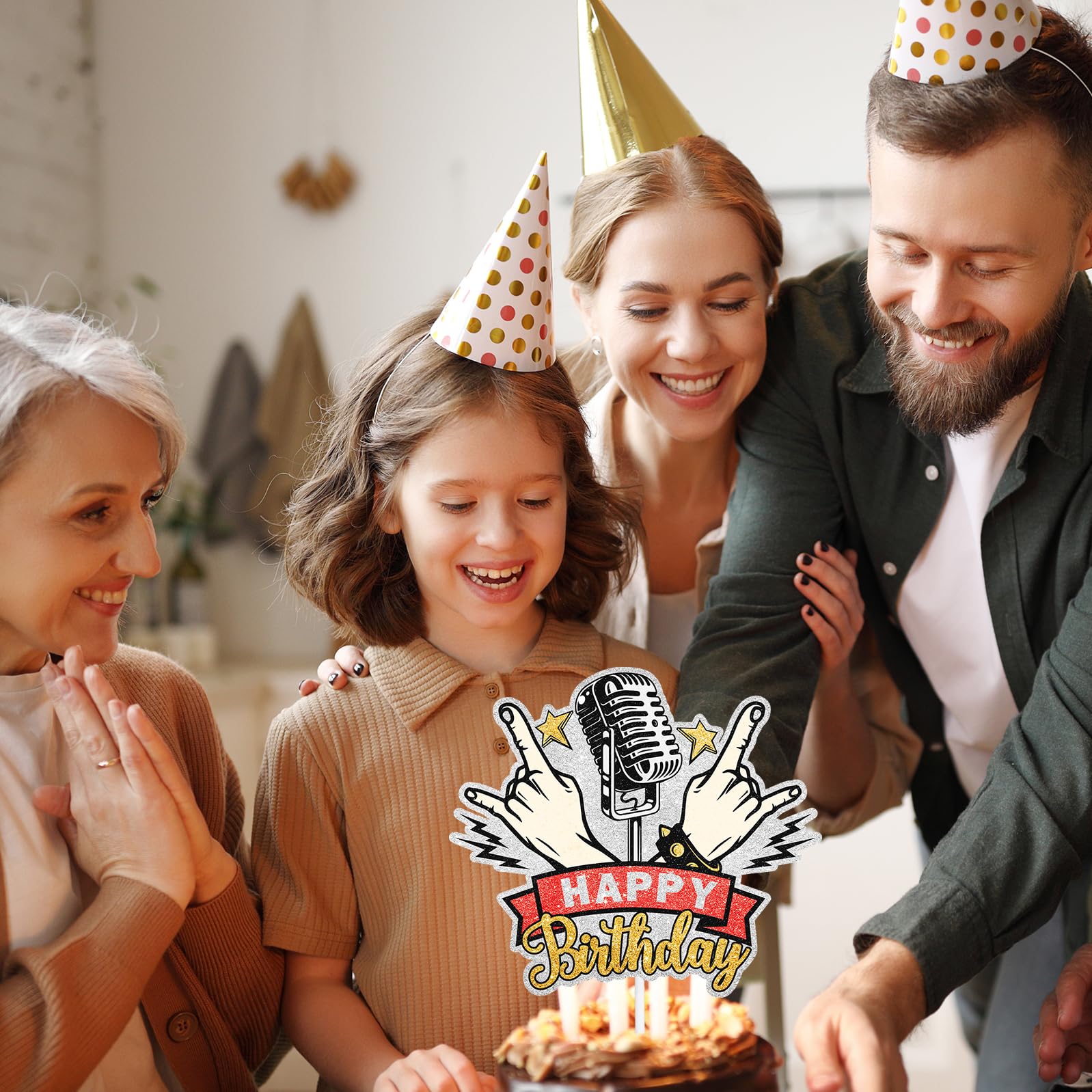 Rock Music Happy Birthday Cake Topper | Rock N Roll Party Decoration For Kids, Boys & Girls, LIANGSS - View #3