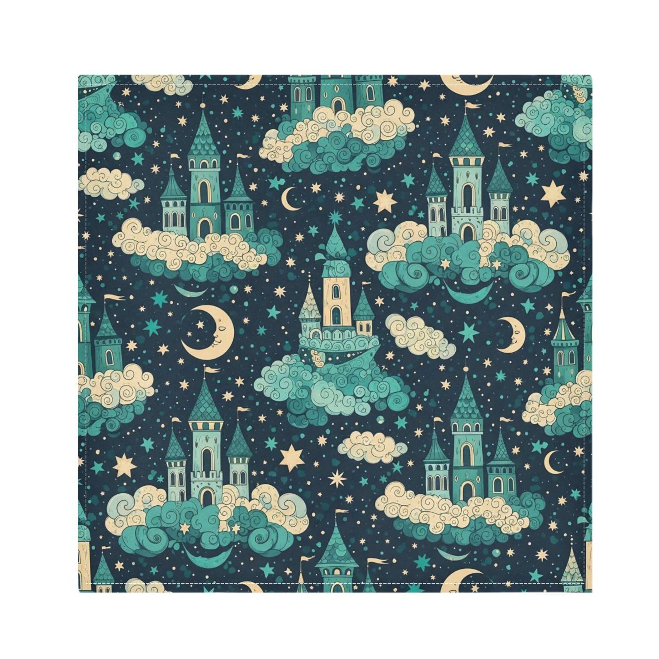 Fuauuyl Cloth Napkins Set of 6 Castle Dinner Napkins 20x20 in, Washable & Reusable Fabric Table Napkin for Dining Parties Holiday, Eco-Friendly