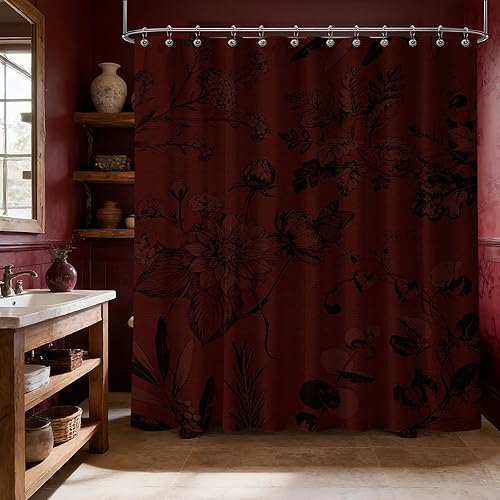 Miniatura 54 de Cortina de ducha azul marino de bosque Cortina de ducha azul oscuro de montaña y naturaleza para decoración de baño de hombres, tela impermeable con