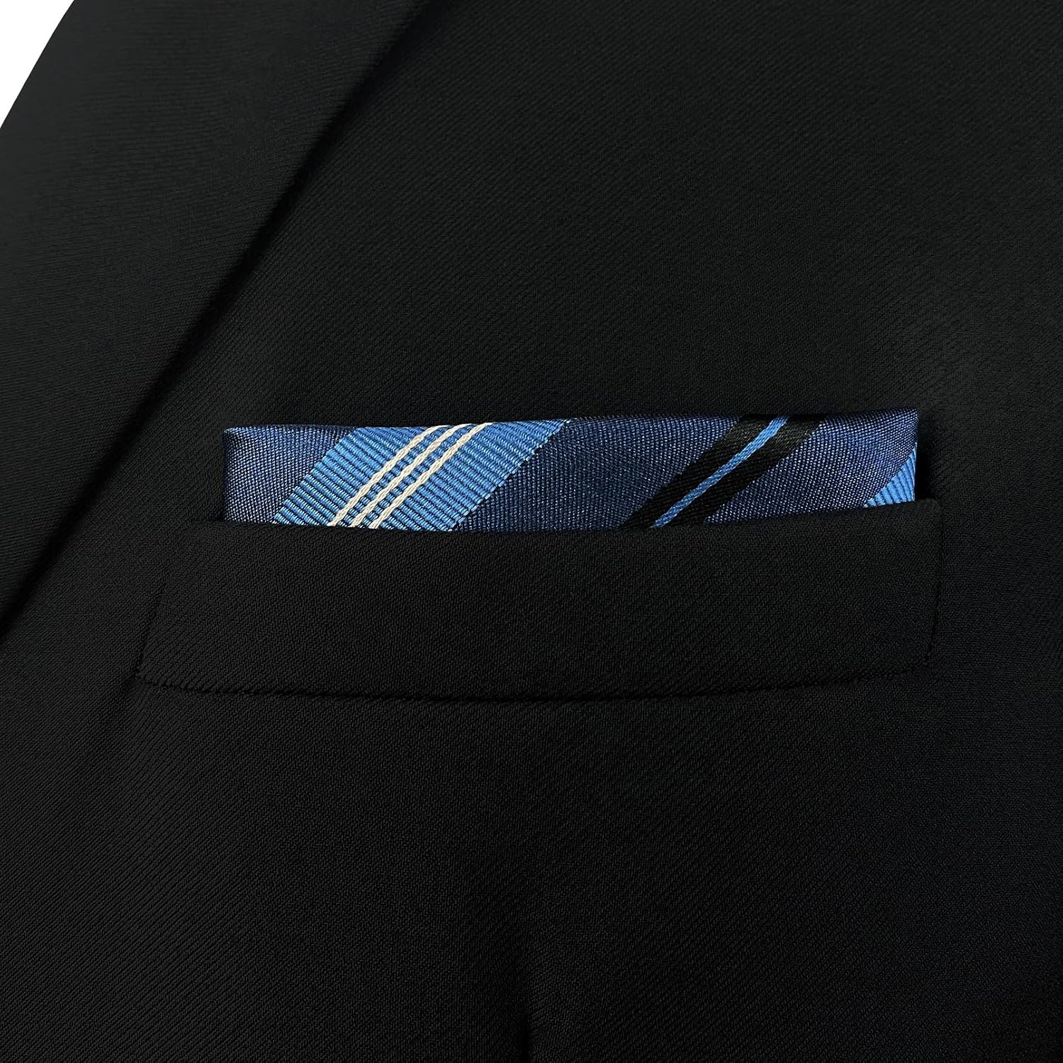 S&W SHLAX&WING Pocket Square for Men Striped Royal Blue Stripes Navy Elegant Business Formal