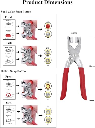 Miniatura 2 de Mandala Crafts Kit de botones a presión de metal  Botones a presión y herramienta de cierre a presión  Botones de presión de metal coloridos de