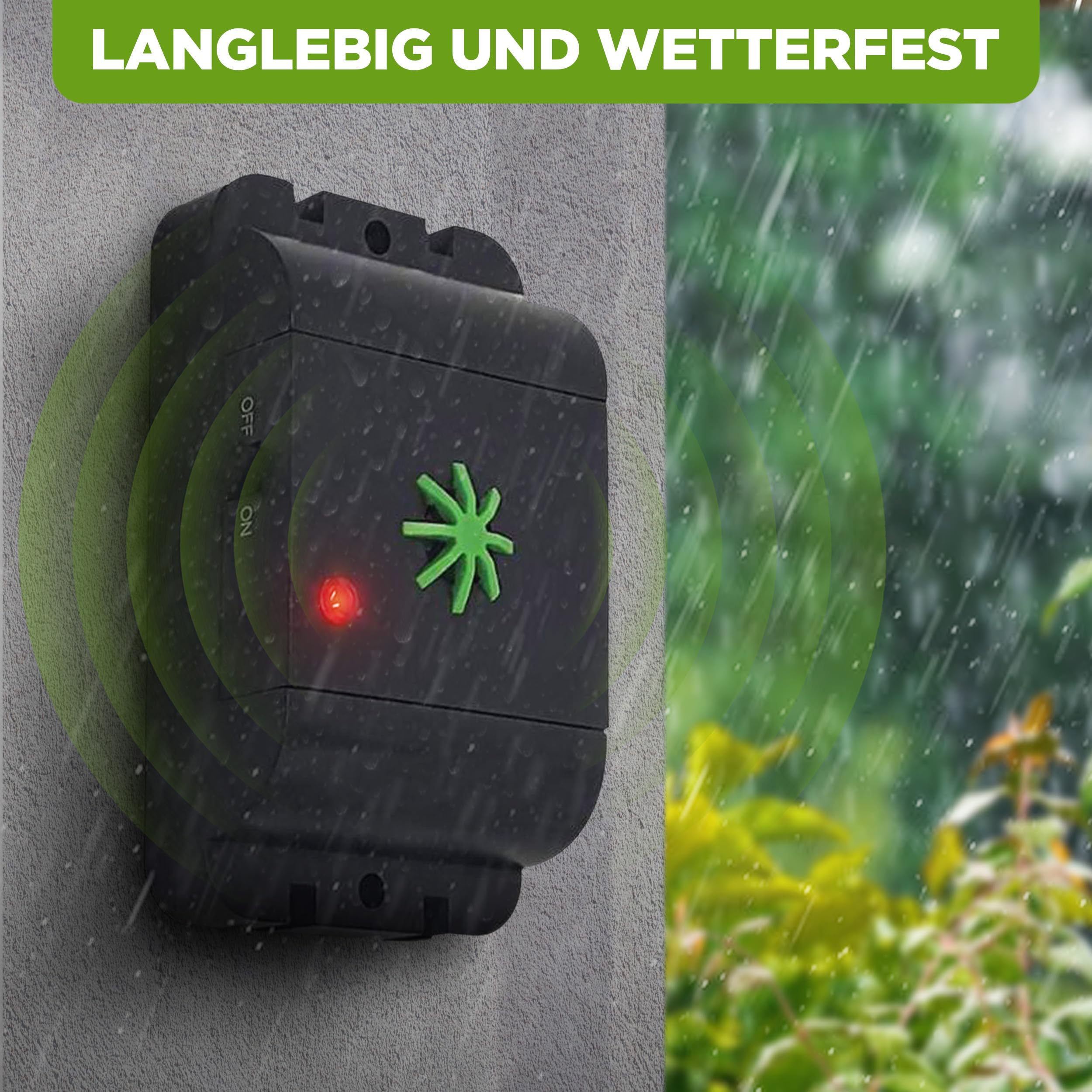 ISOTRONIC Ultraschall Tierabwehr zum Katzen & Hunde vertreiben – Katzenschreck für Scheune, Garten, Auto & Garage – batteriebetriebener Hundeschreck mit 40m² Wirkungsbereich (2 Stück)
