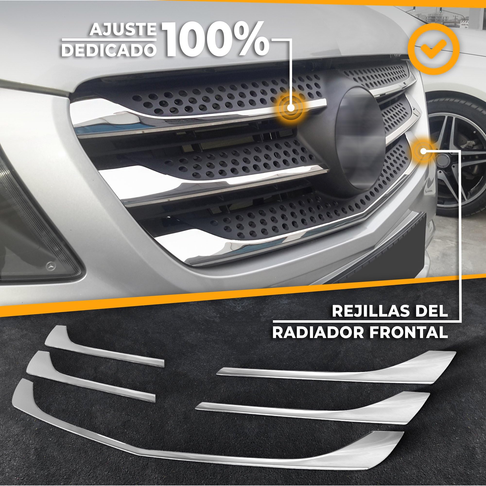 CHROMEMASTER | Compatible con Mercedes Vito W447 2014-2019 | Molduras del Radiador Delantero; Rejillas para el Coche; Acero inoxidable Pulido | Nuevo, Atractivo Aspecto del Vehículo
